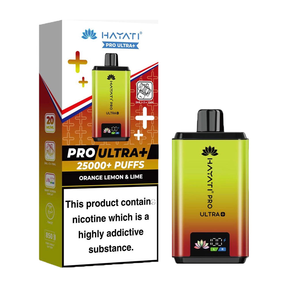 Hayati Pro Ultra+ 25K Orange Lemon & Lime 20mg prefilled kit with device