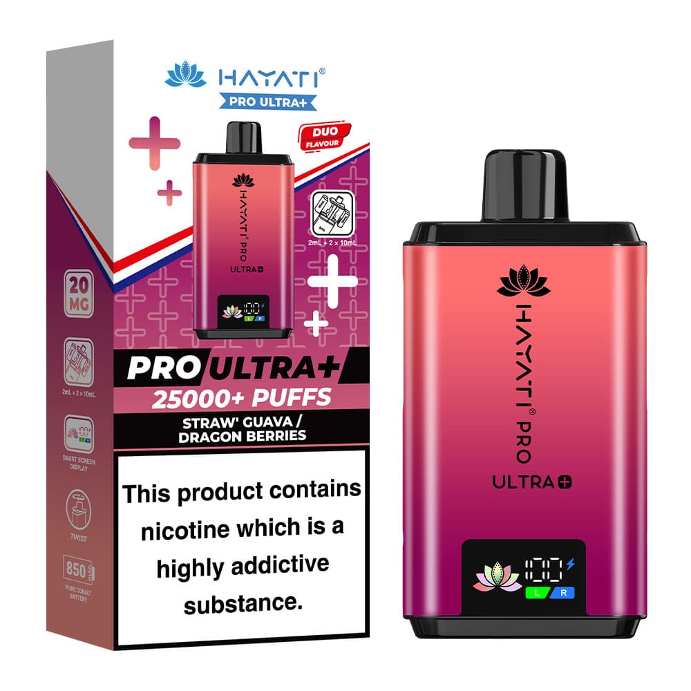 Hayati Pro Ultra+ 25K Straw' Guava / Dragon Berries 20mg prefilled kit with device