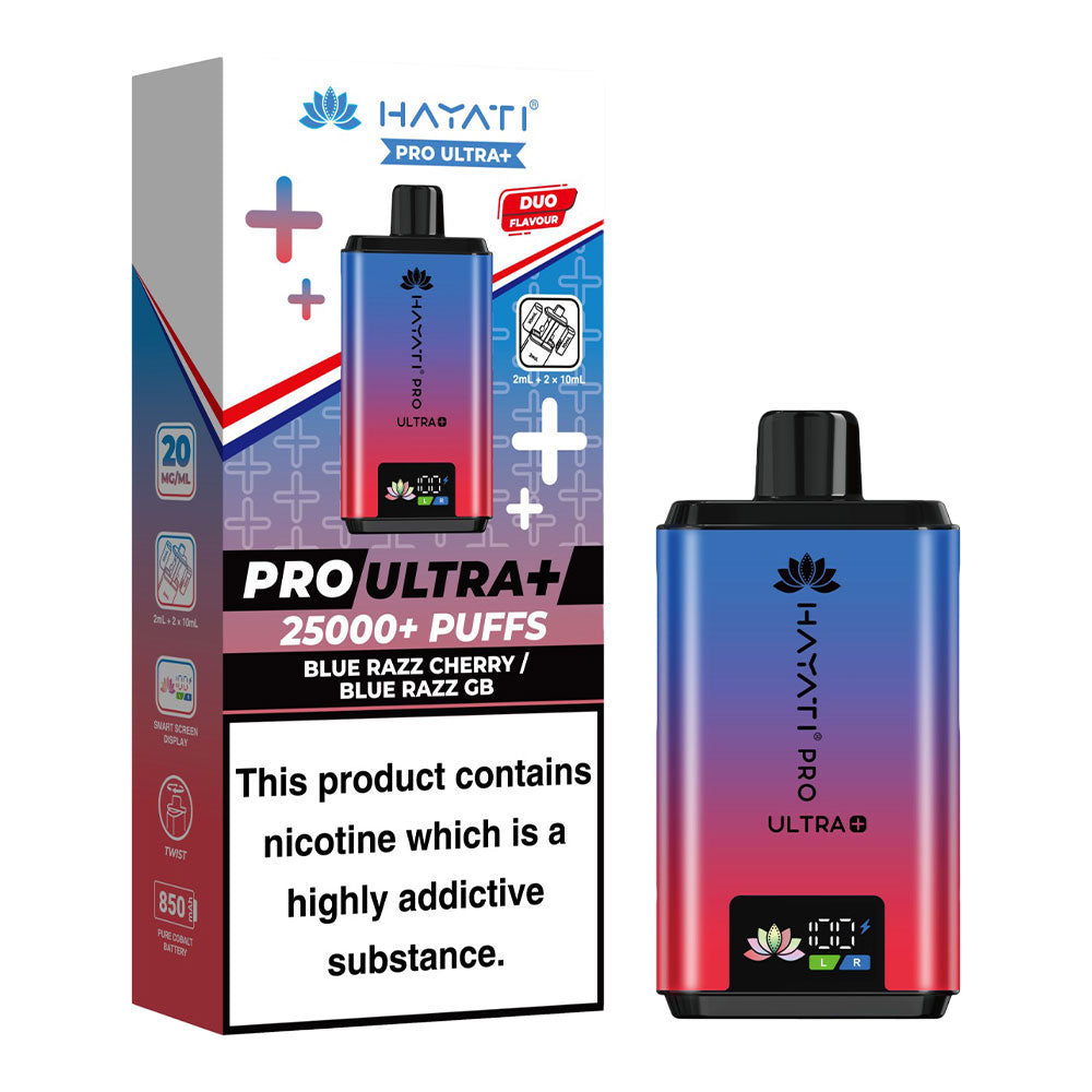 Hayati Pro Ultra+ 25K Blue Razz Cherry / Blue Razz GB 20mg prefilled kit with device