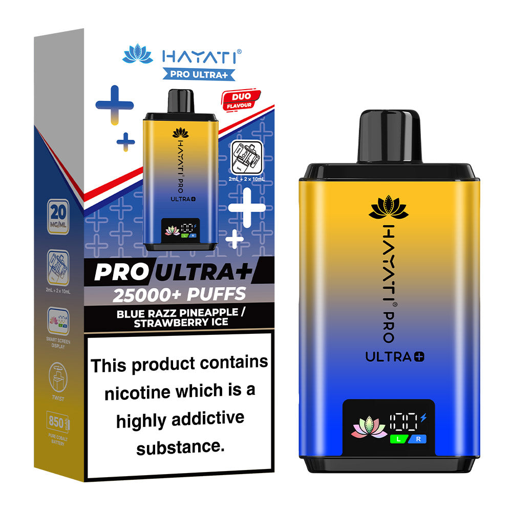 Hayati Pro Ultra+ 25K Blue Razz Pineapple / Strawberry Ice 20mg prefilled kit with device