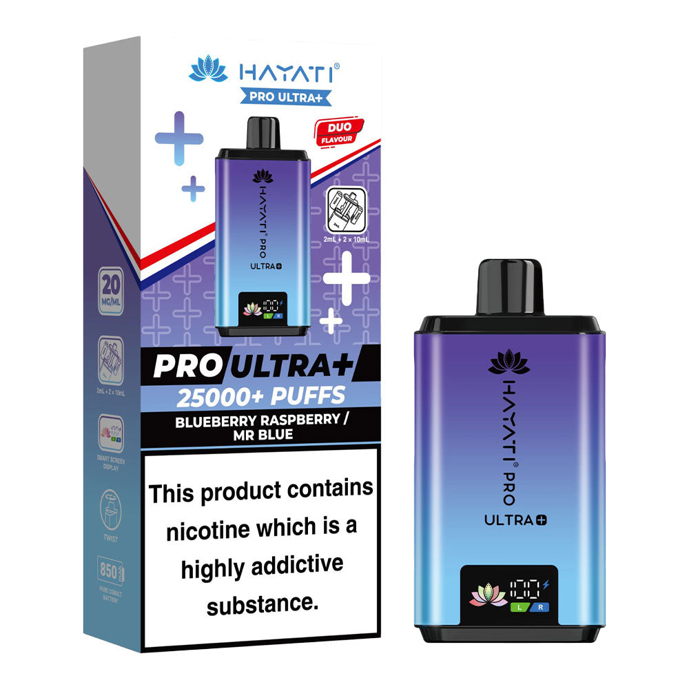 Hayati Pro Ultra+ 25K Blueberry Raspberry / Mr Blue 20mg prefilled kit with device