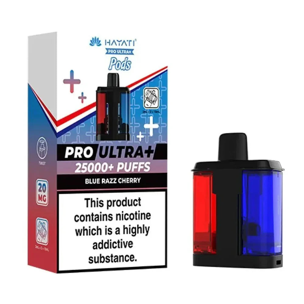 Hayati Pro Ultra+ 25K Blue Razz Cherry prefilled replacement pods