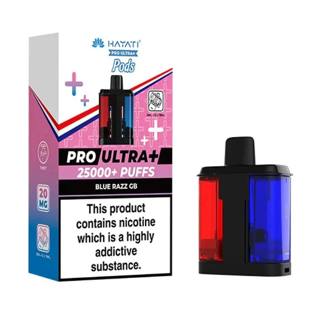 Hayati Pro Ultra+ 25K Blue Razz GB 20mg replacement pod pack