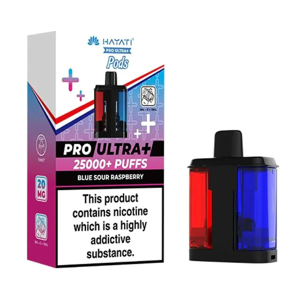 Hayati Pro Ultra+ 25K Blue Sour Raspberry prefilled replacement pods
