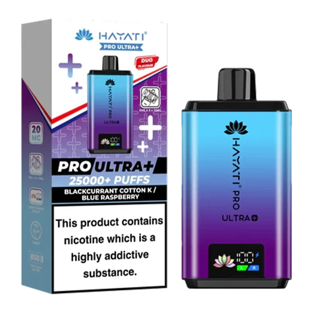 Hayati Pro Ultra+ 25K Blackcurrant Cotton K / Blue Raspberry 20mg prefilled kit with device