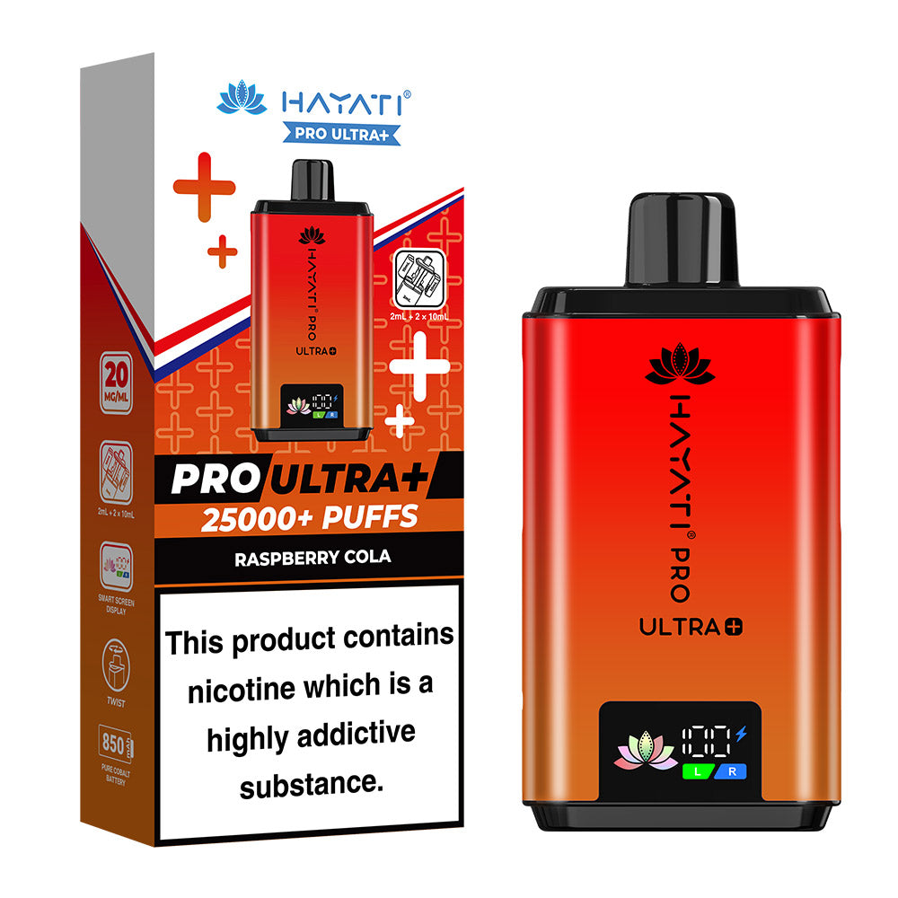 Hayati Pro Ultra+ 25K Raspberry Cola 20mg prefilled kit with device