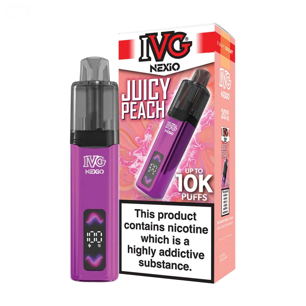 IVG NEXiO 10K Juicy Peach 20mg prefilled rechargeable pod kit
