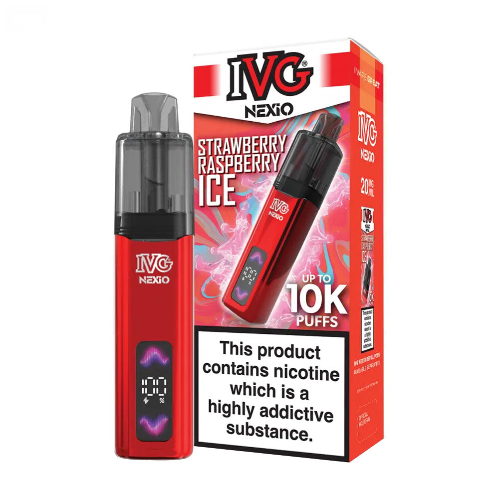 IVG Nexio 10K Prefilled Pod Vape Kit - Strawberry Raspberry Ice