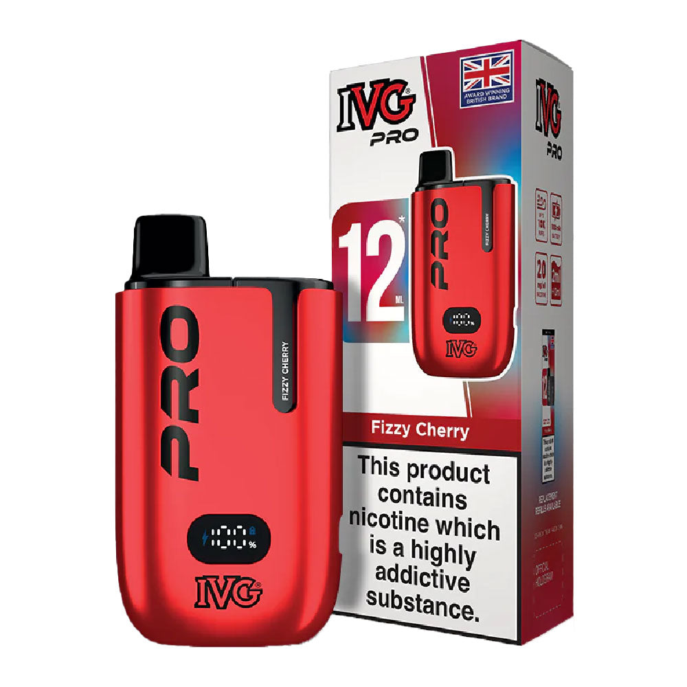 IVG PRO 12 Fizzy Cherry 10mg rechargeable kit with prefilled pod