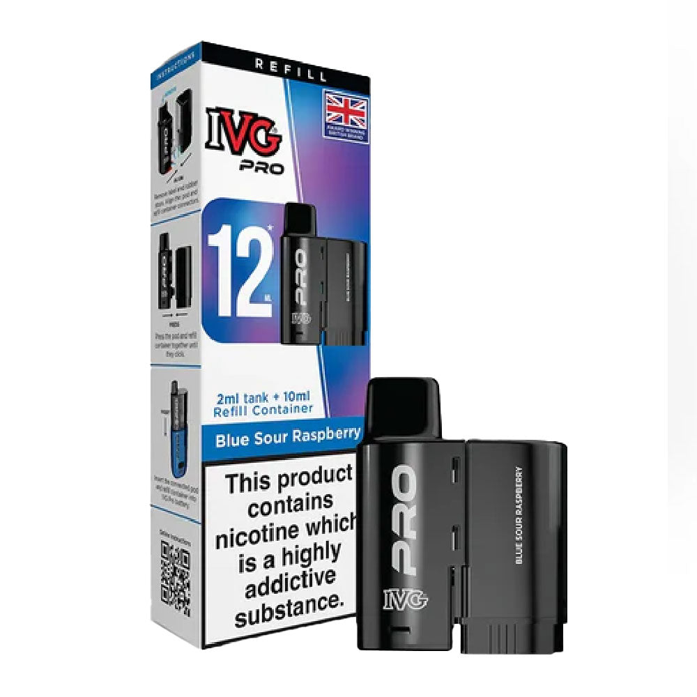 IVG PRO Blue Sour Raspberry 0mg nicotine-free prefilled replacement pod