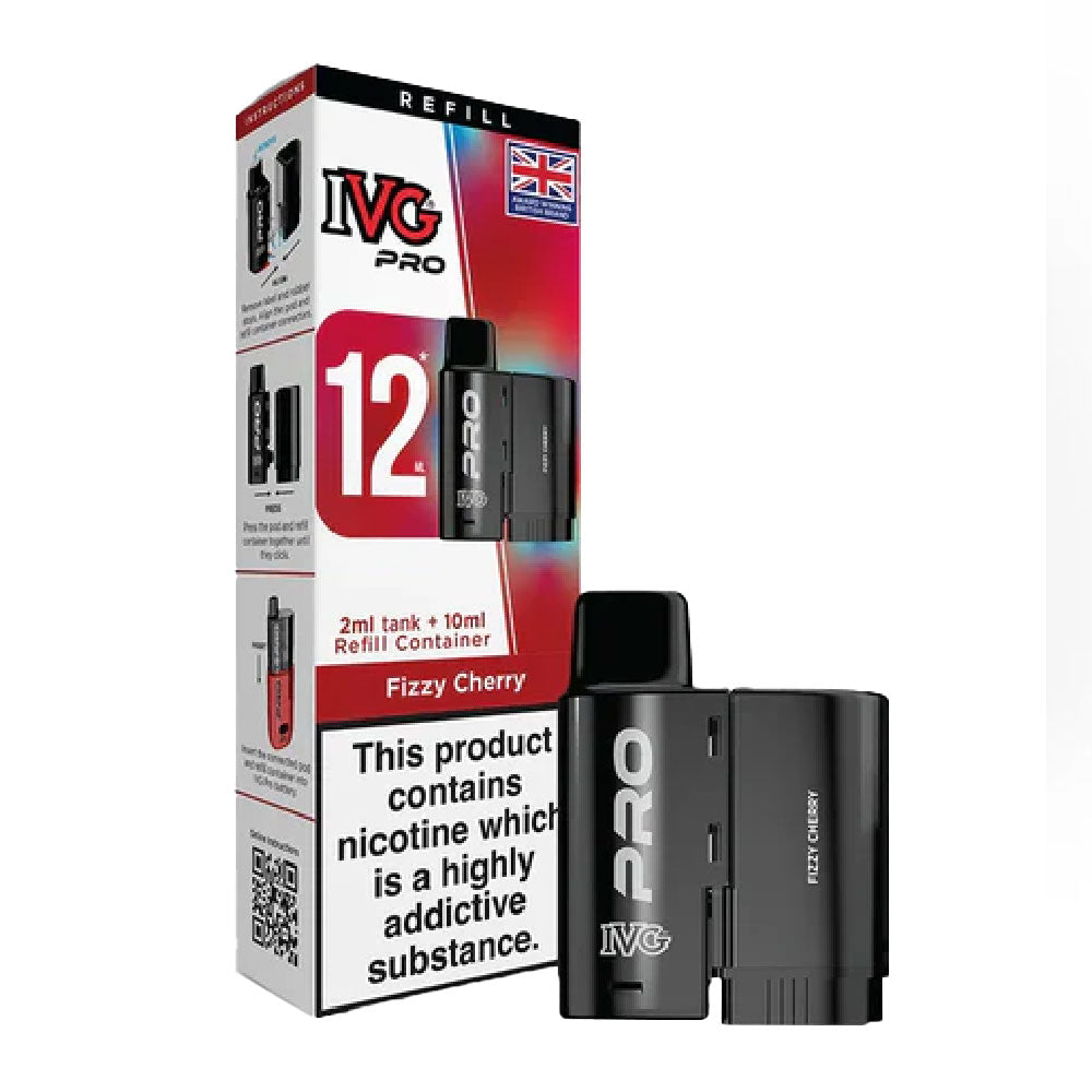 IVG PRO Fizzy Cherry 0mg nicotine-free prefilled replacement pod
