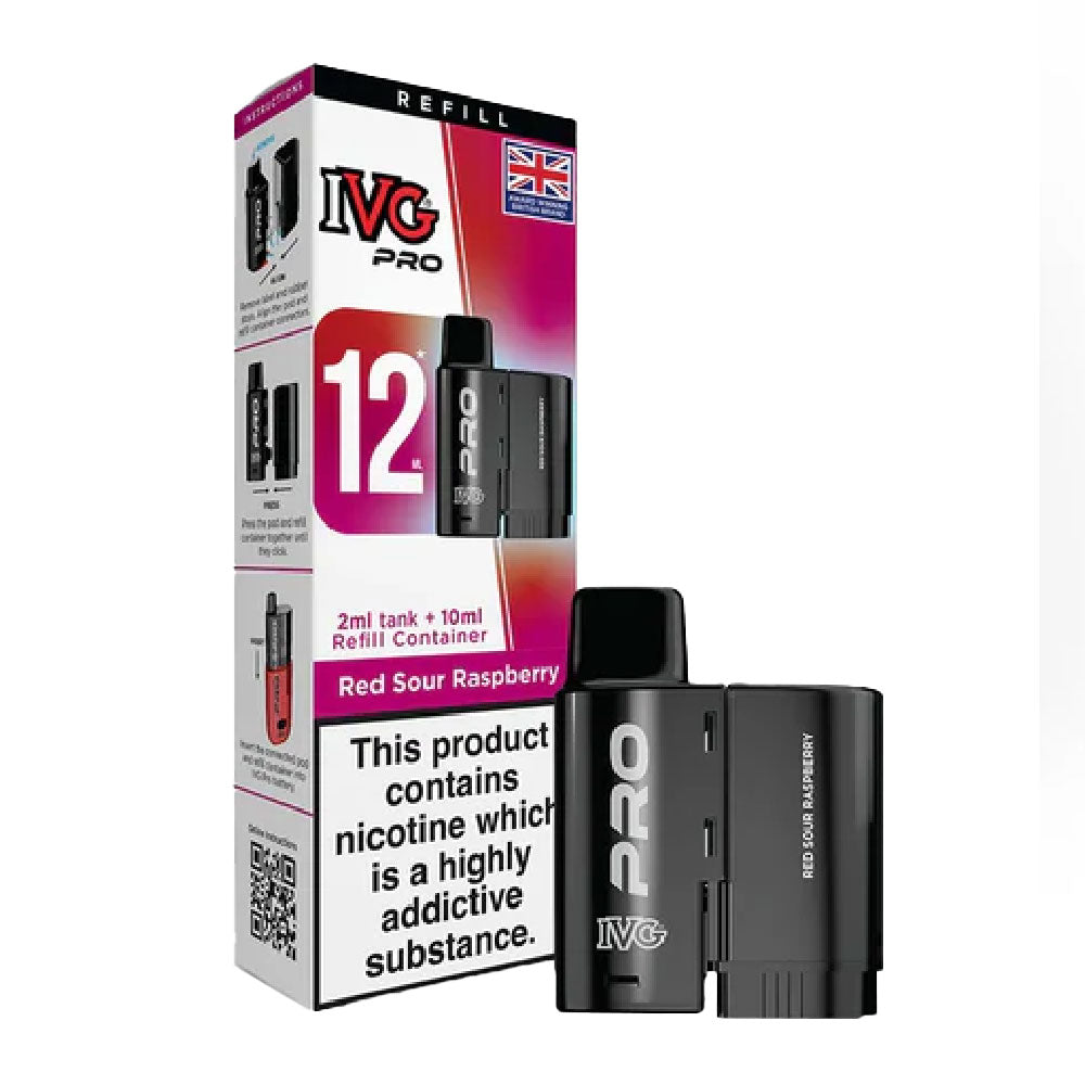 IVG PRO Red Sour Raspberry 0mg nicotine-free prefilled replacement pod