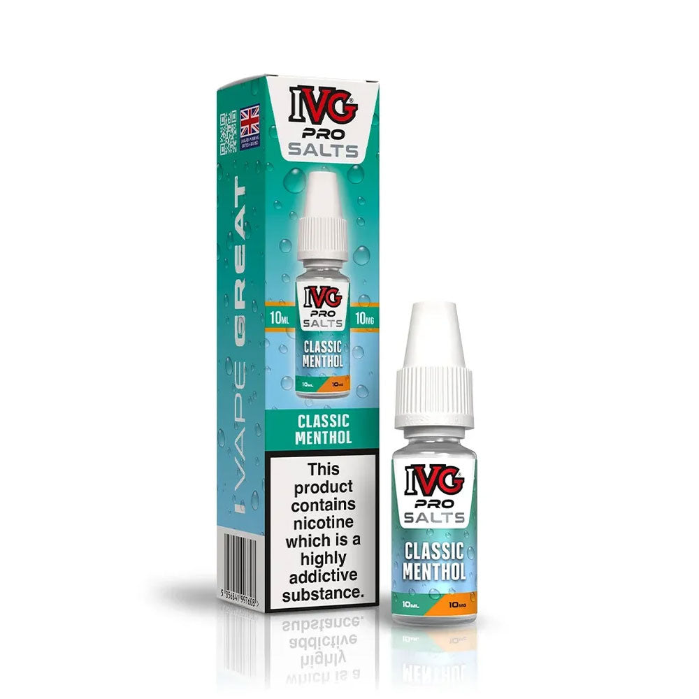 IVG PRO Salts Classic Menthol 10ml nic salt e-liquid bottle