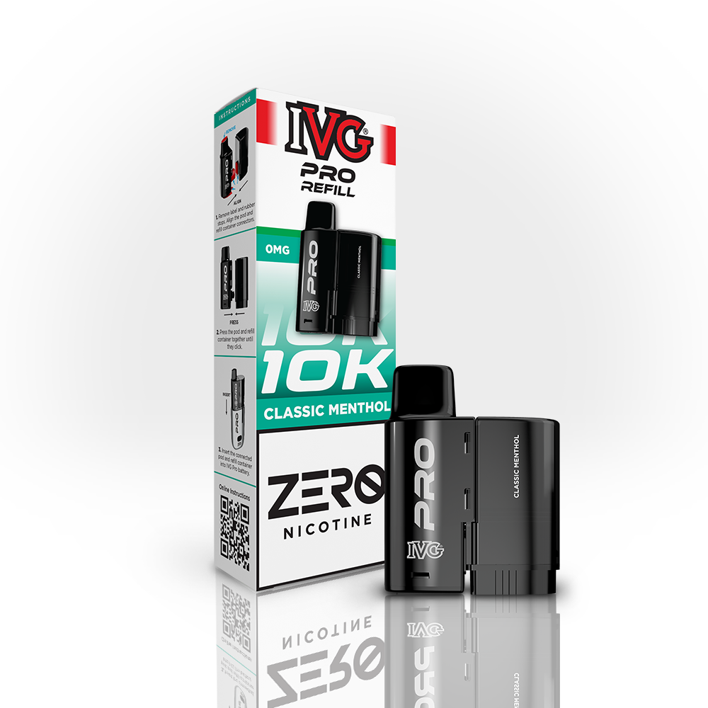 IVG PRO Classic Menthol 0mg nicotine-free prefilled pod and refill pack