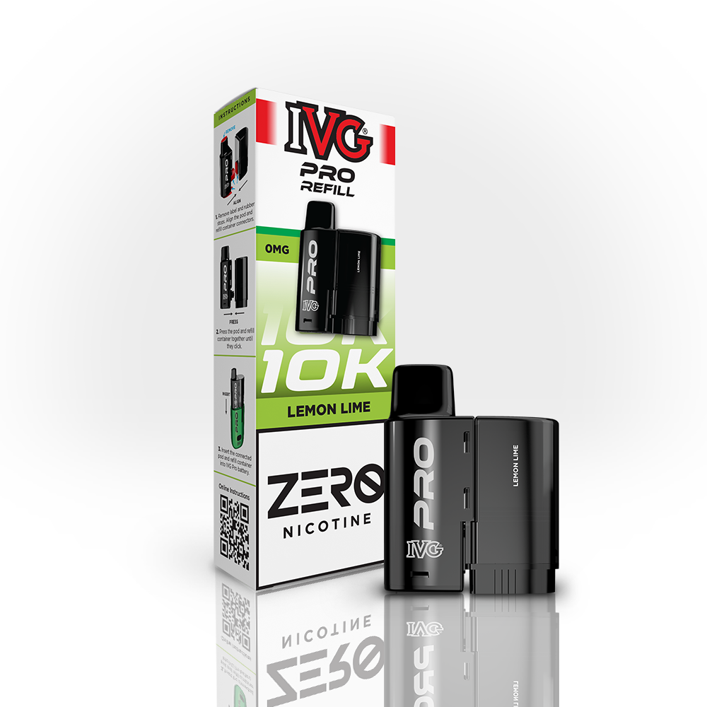 IVG PRO Lemon Lime 0mg nicotine-free prefilled pod and refill pack