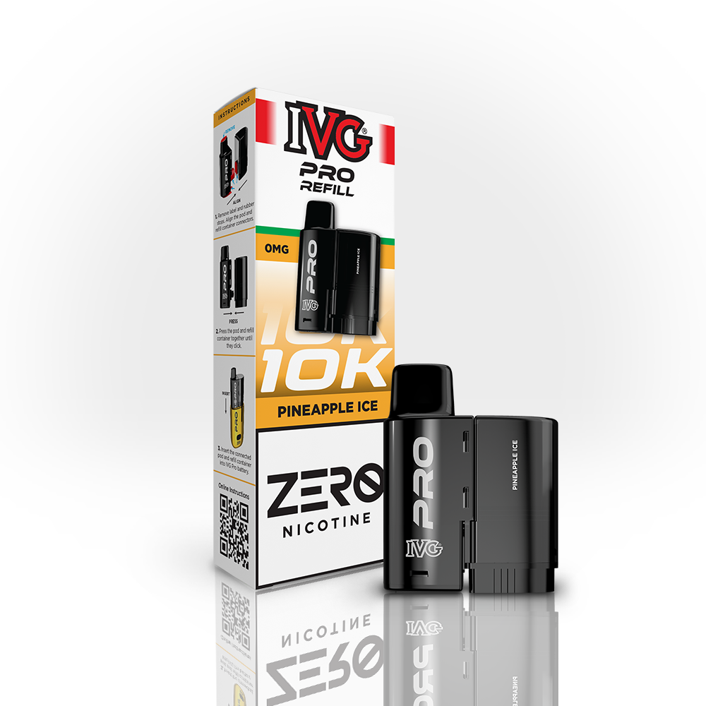 IVG PRO Pineapple Ice 0mg nicotine-free prefilled pod and refill pack