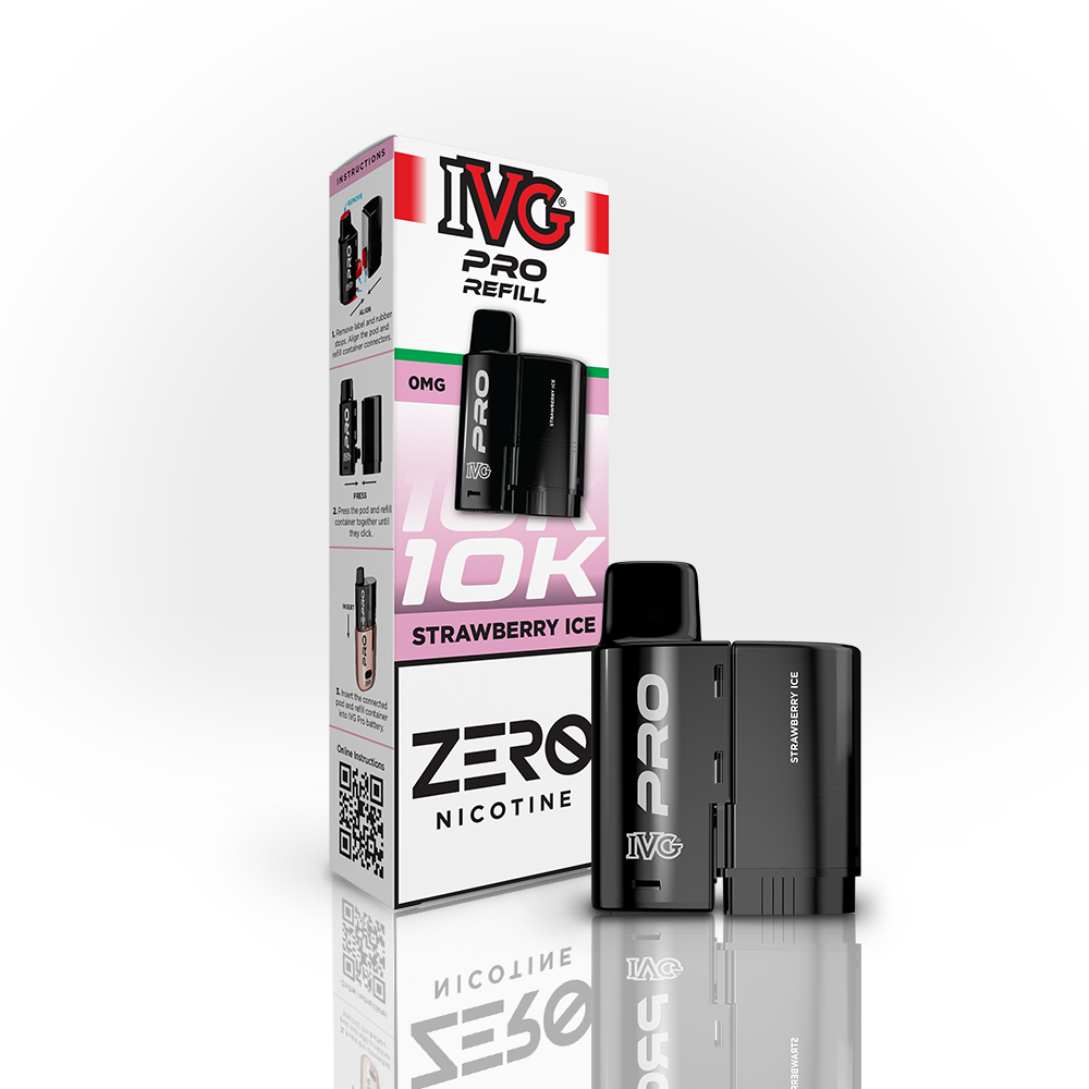 IVG PRO Strawberry Ice 0mg nicotine-free prefilled pod and refill pack