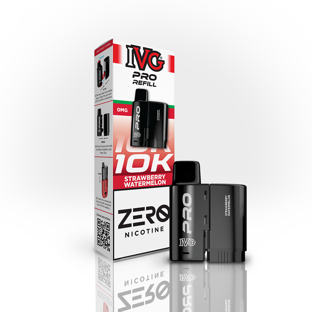 IVG PRO Strawberry Watermelon 0mg nicotine-free prefilled pod and refill pack