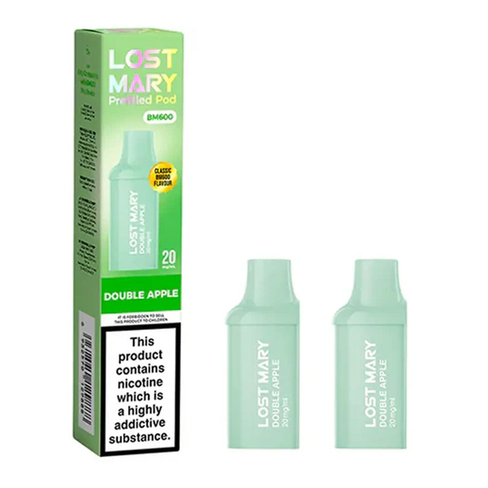 Lost Mary BM600 Double Apple prefilled replacement pods, pack of two
