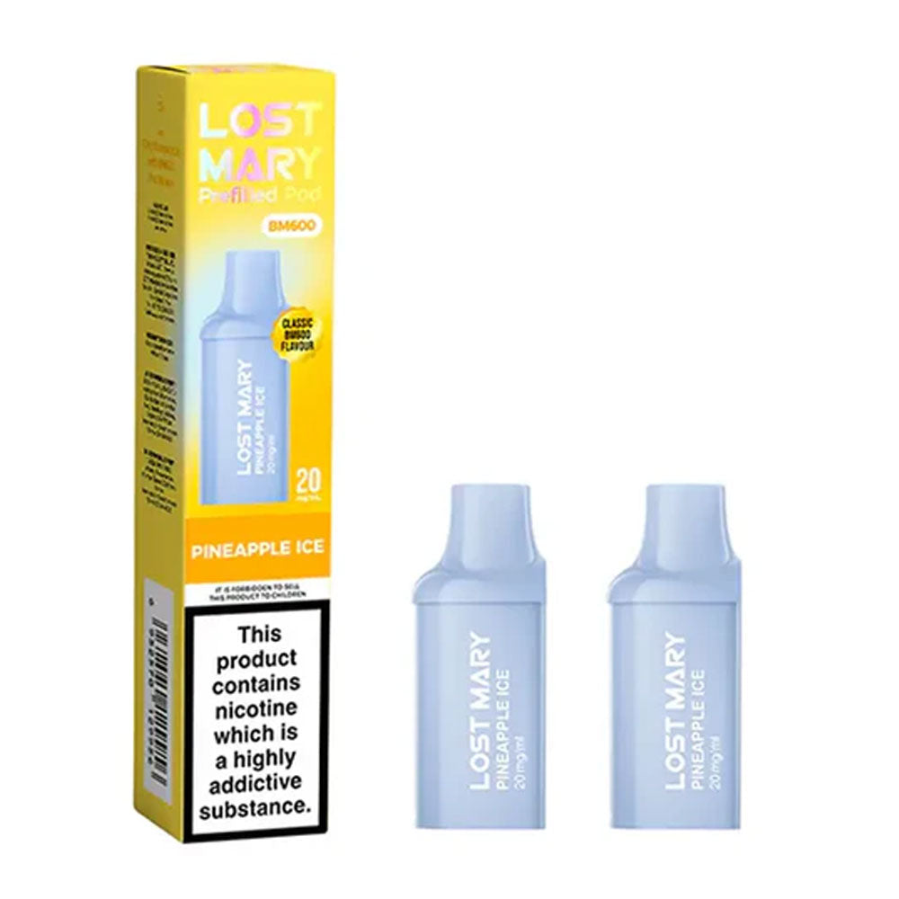 Lost Mary BM600 Pineapple Ice prefilled replacement pods, pack of two