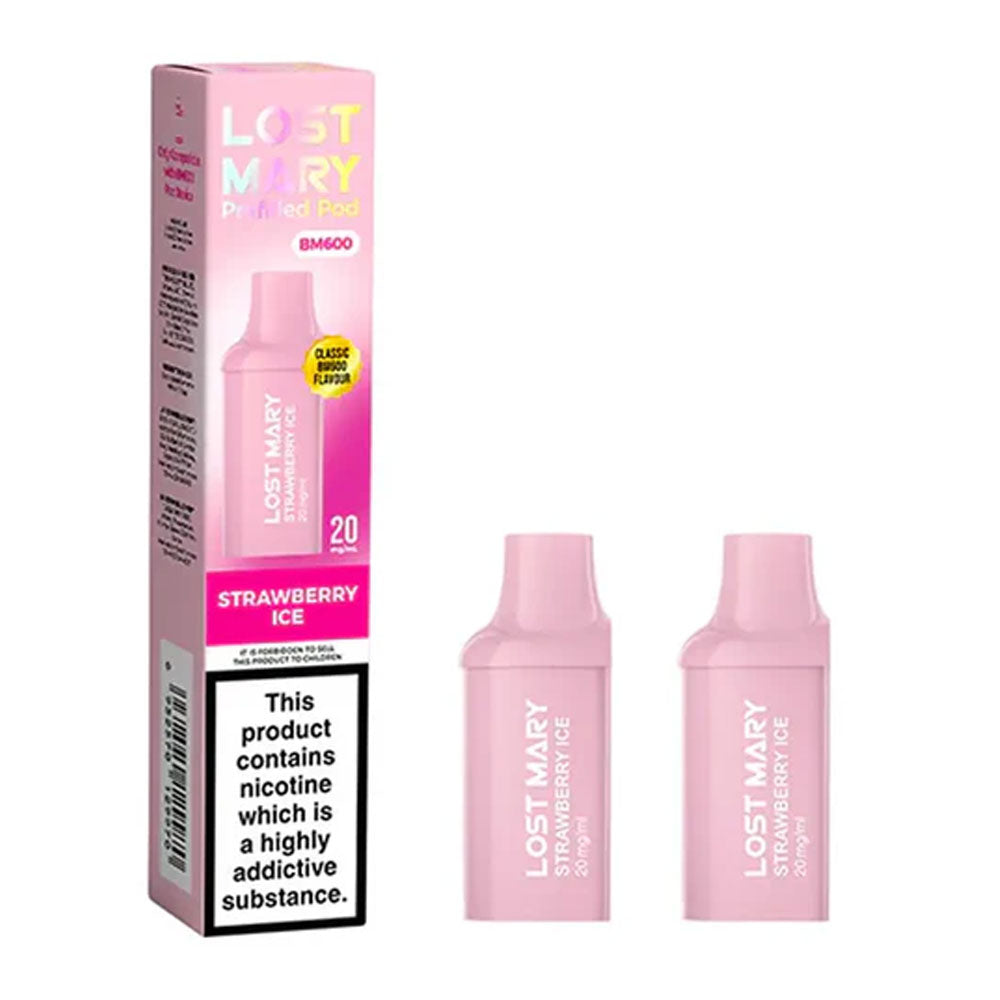 Lost Mary BM600 Strawberry Ice prefilled replacement pods, pack of two