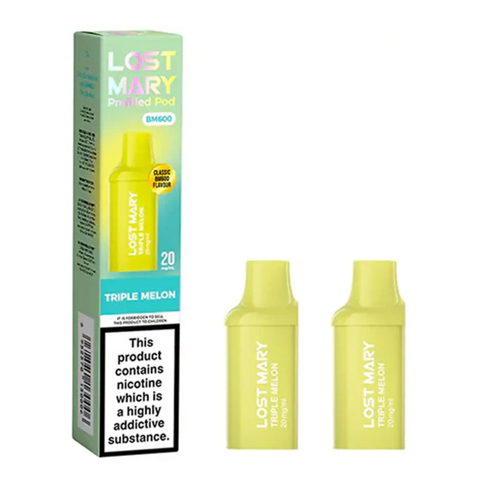 Lost Mary BM600 Triple Melon prefilled replacement pods, pack of two