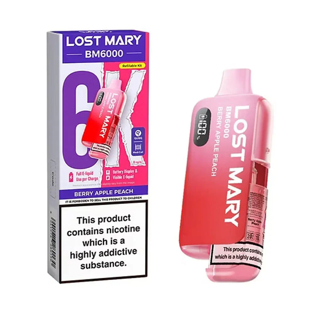Lost Mary BM6000 Berry Apple Peach rechargeable prefilled pod kit