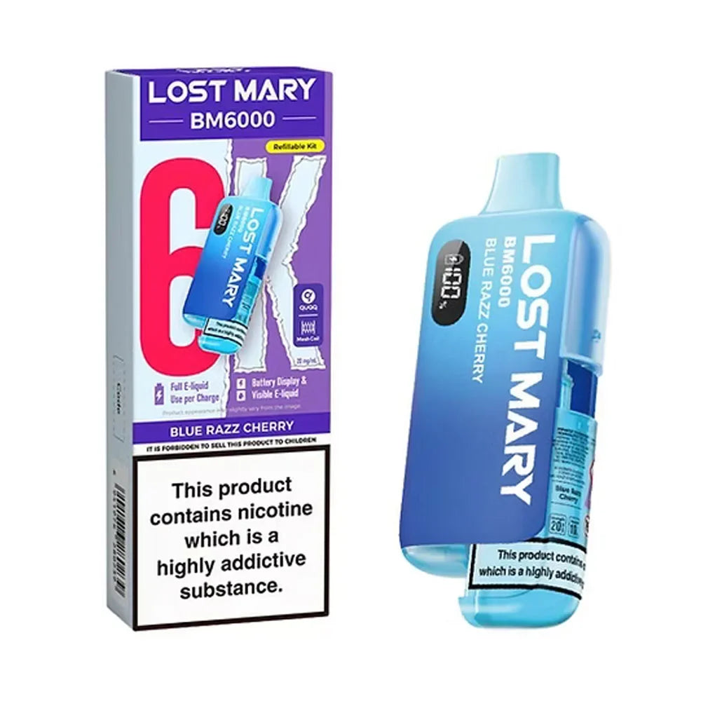 Lost Mary BM6000 Blue Razz Cherry rechargeable prefilled pod kit