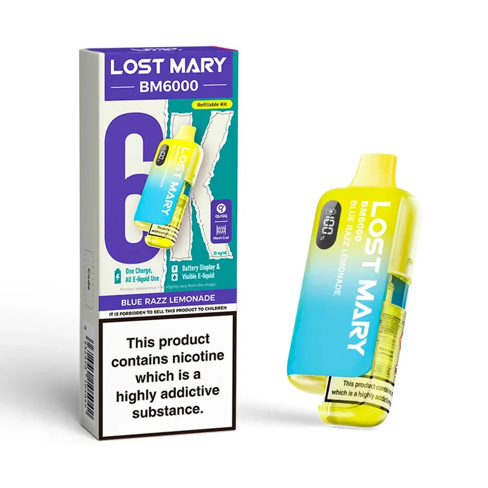 Lost Mary BM6000 Blue Razz Lemonade rechargeable prefilled pod kit