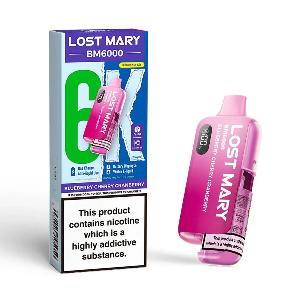 Lost Mary BM6000 Blueberry Cherry Cranberry rechargeable prefilled pod kit