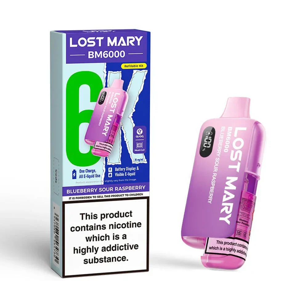Lost Mary BM6000 Blueberry Sour Raspberry rechargeable prefilled pod kit