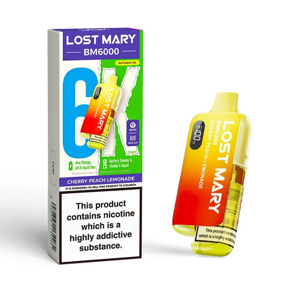 Lost Mary BM6000 Cherry Peach Lemonade rechargeable prefilled pod kit