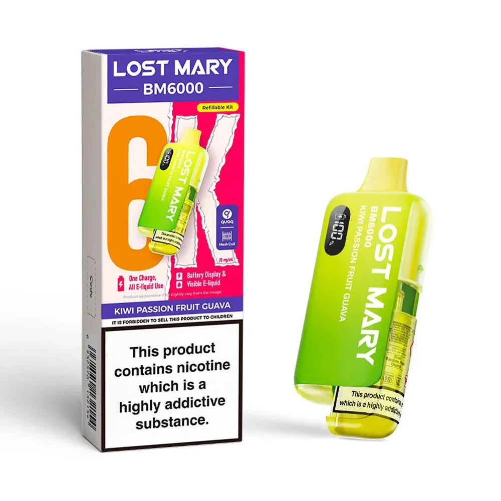 Lost Mary BM6000 Kiwi Passion Fruit Guava rechargeable prefilled pod kit