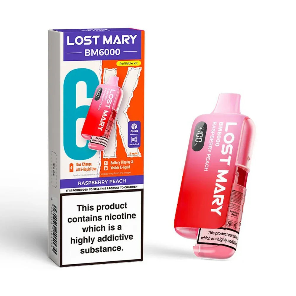 Lost Mary BM6000 Raspberry Peach rechargeable prefilled pod kit