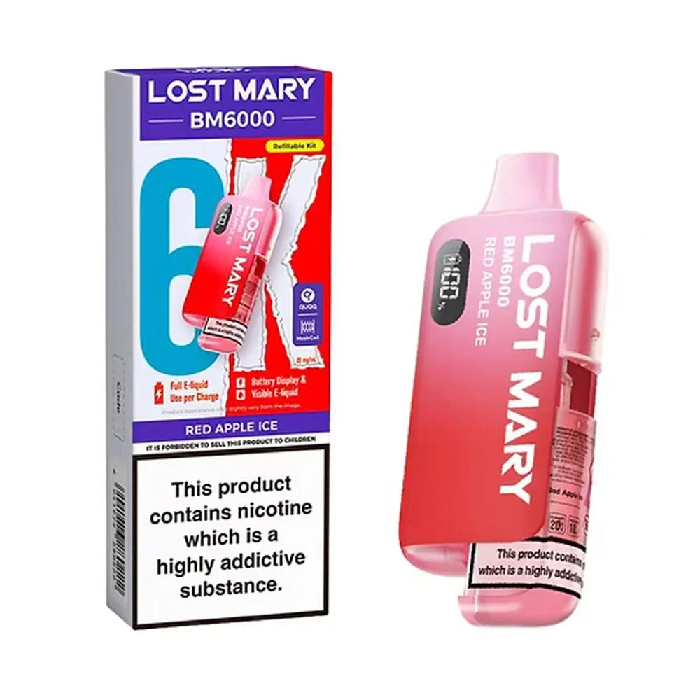 Lost Mary BM6000 Red Apple Ice rechargeable prefilled pod kit