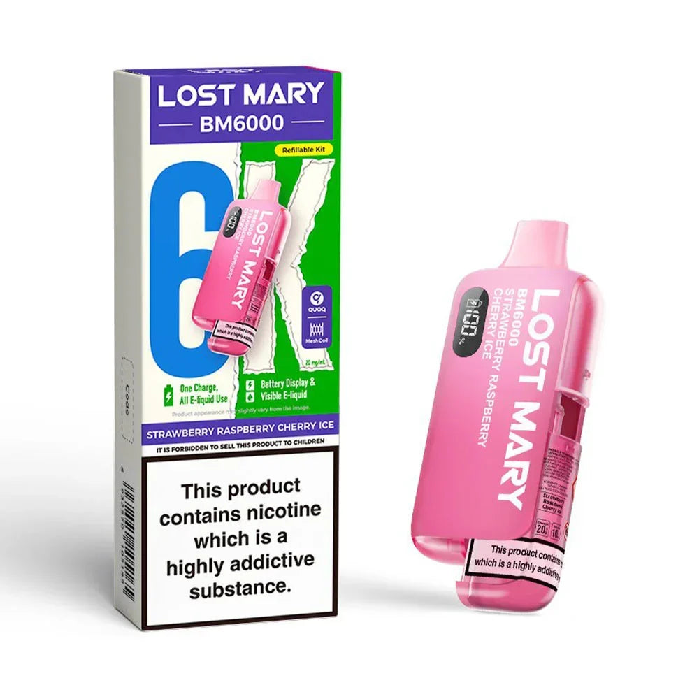Lost Mary BM6000 Strawberry Raspberry Cherry Ice rechargeable prefilled pod kit