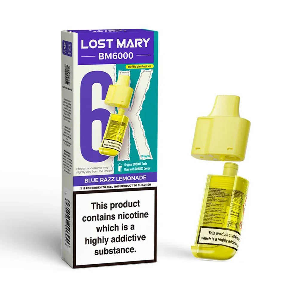 Lost Mary BM6000 Blue Razz Lemonade prefilled replacement pod and refill container