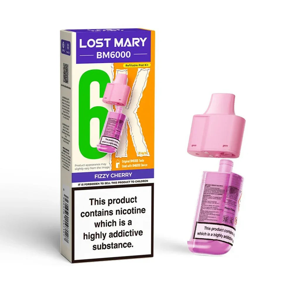 Lost Mary BM6000 Fizzy Cherry prefilled replacement pod and refill container