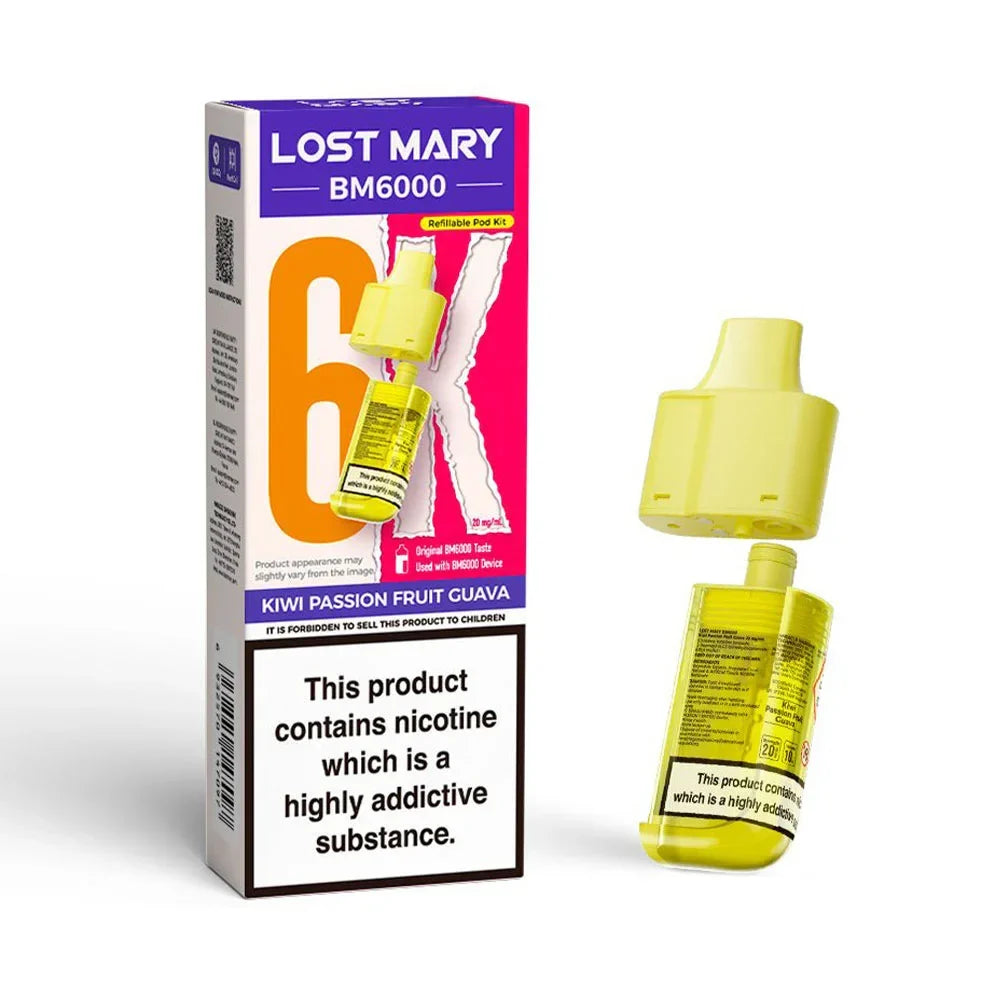 Lost Mary BM6000 Kiwi Passion Fruit Guava prefilled replacement pod and refill container