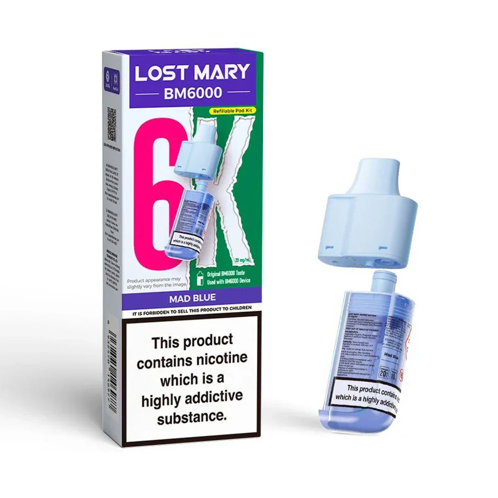 Lost Mary BM6000 Mad Blue prefilled replacement pod and refill container
