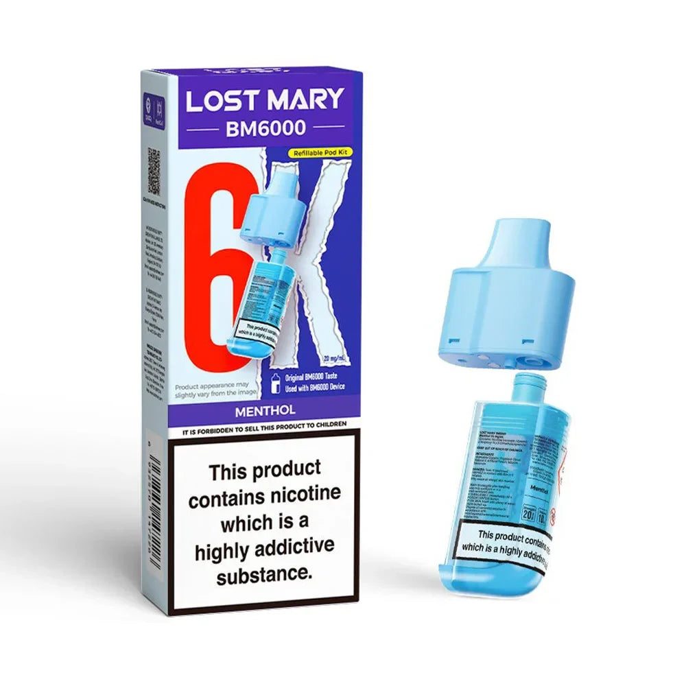 Lost Mary BM6000 Menthol prefilled replacement pod and refill container