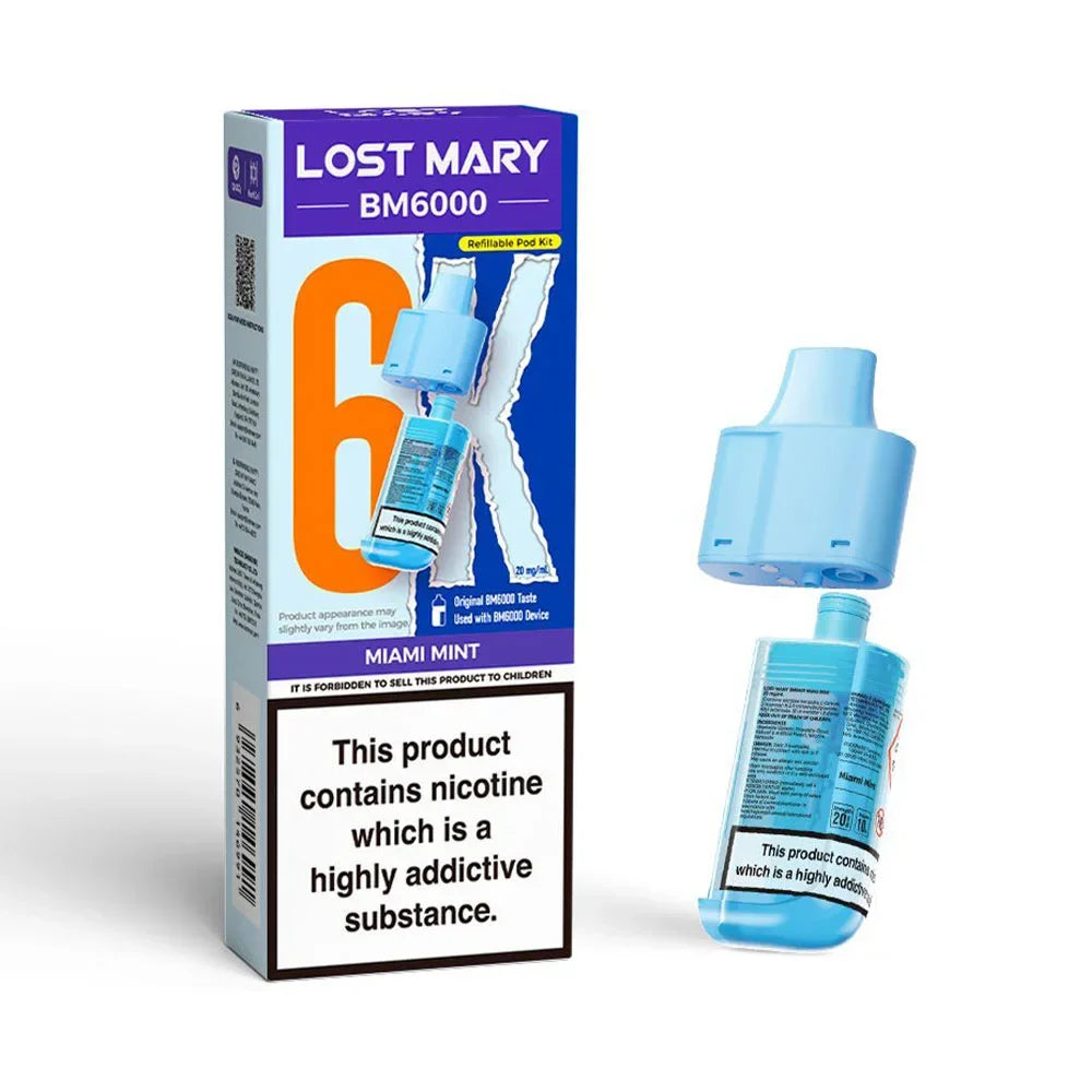 Lost Mary BM6000 Miami Mint prefilled replacement pod and refill container