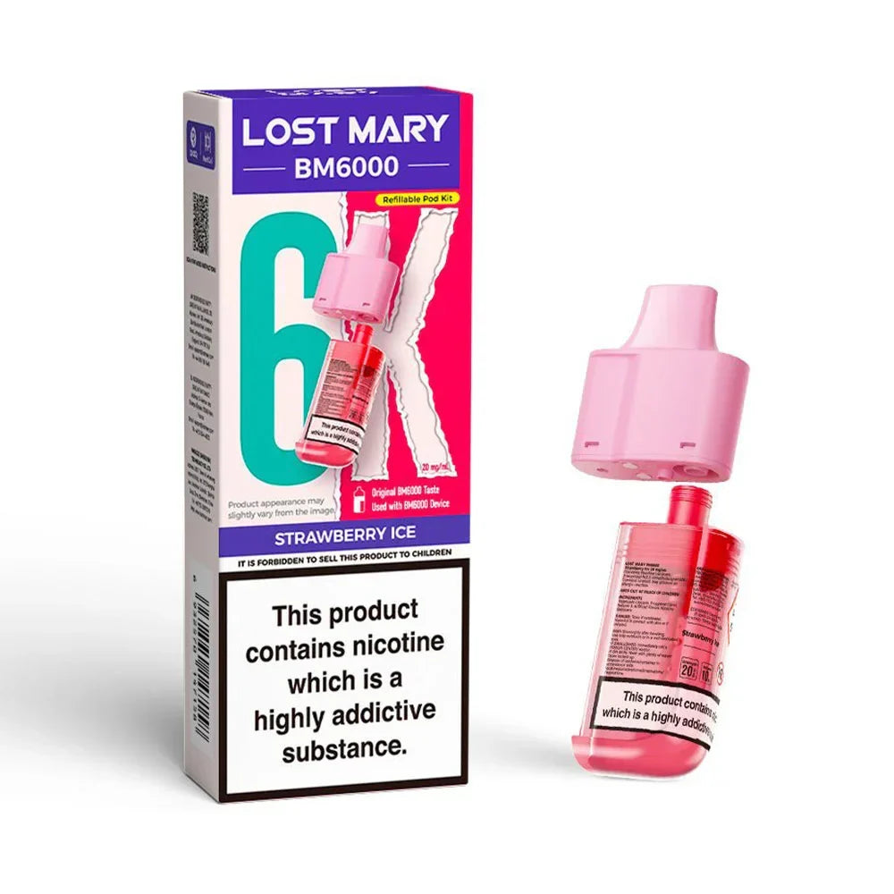 Lost Mary BM6000 Strawberry Ice prefilled replacement pod and refill container