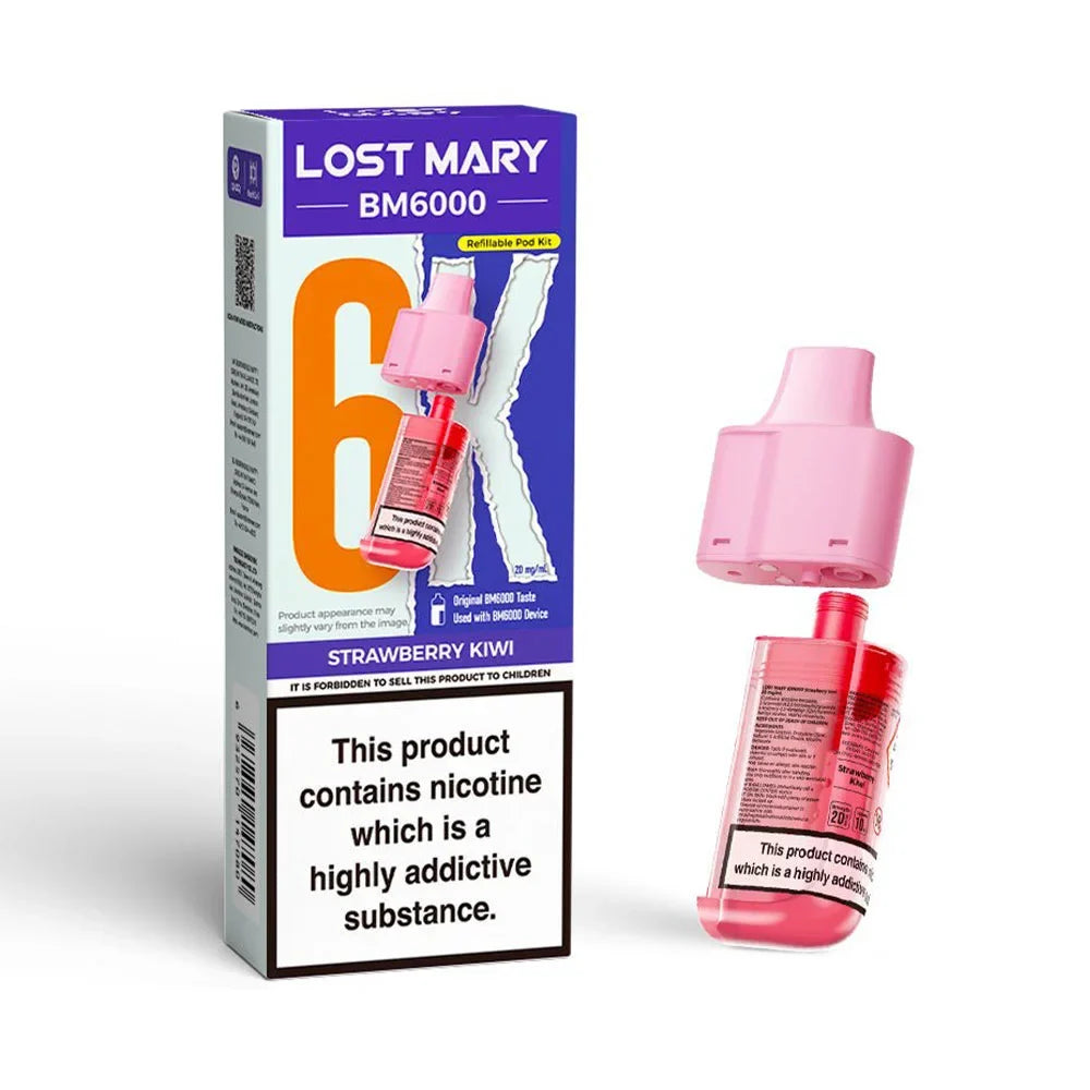 Lost Mary BM6000 Strawberry Kiwi prefilled replacement pod and refill container