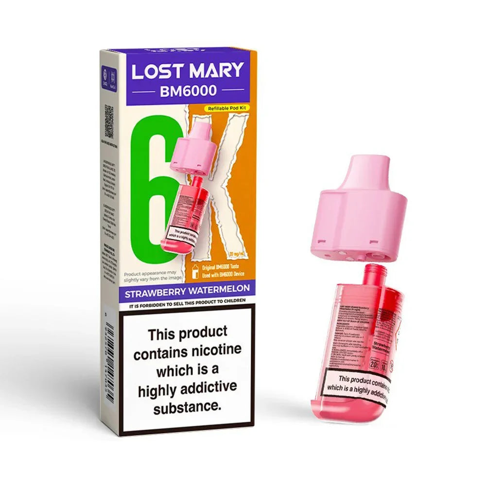 Lost Mary BM6000 Strawberry Watermelon prefilled replacement pod and refill container