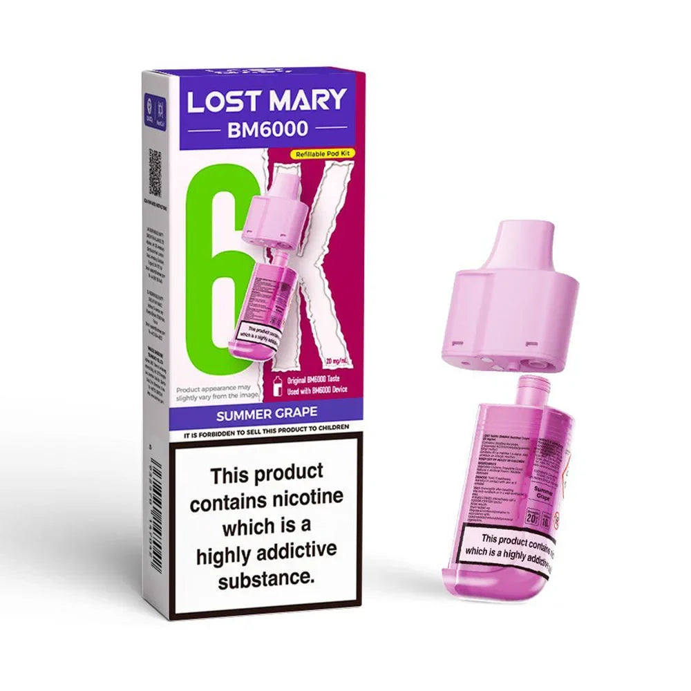 Lost Mary BM6000 Summer Grape prefilled replacement pod and refill container