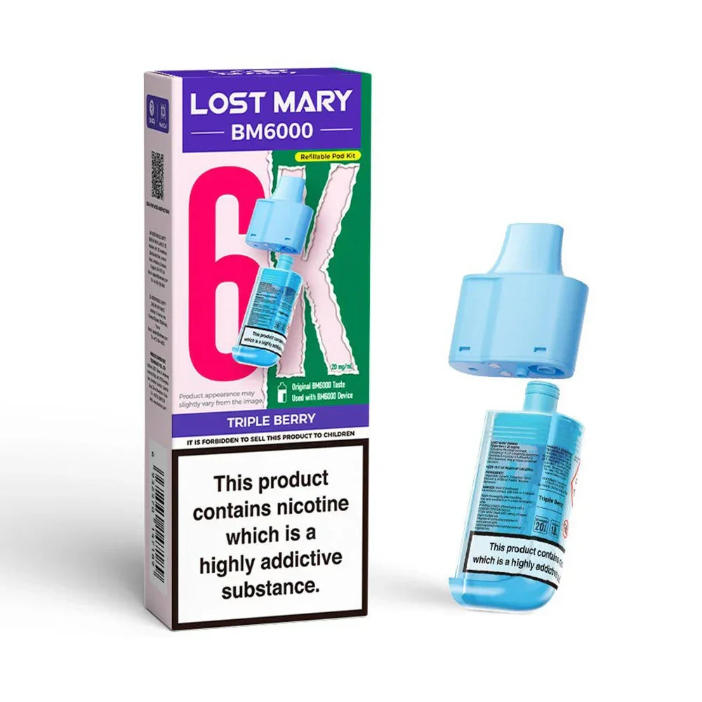 Lost Mary BM6000 Triple Berry prefilled replacement pod and refill container