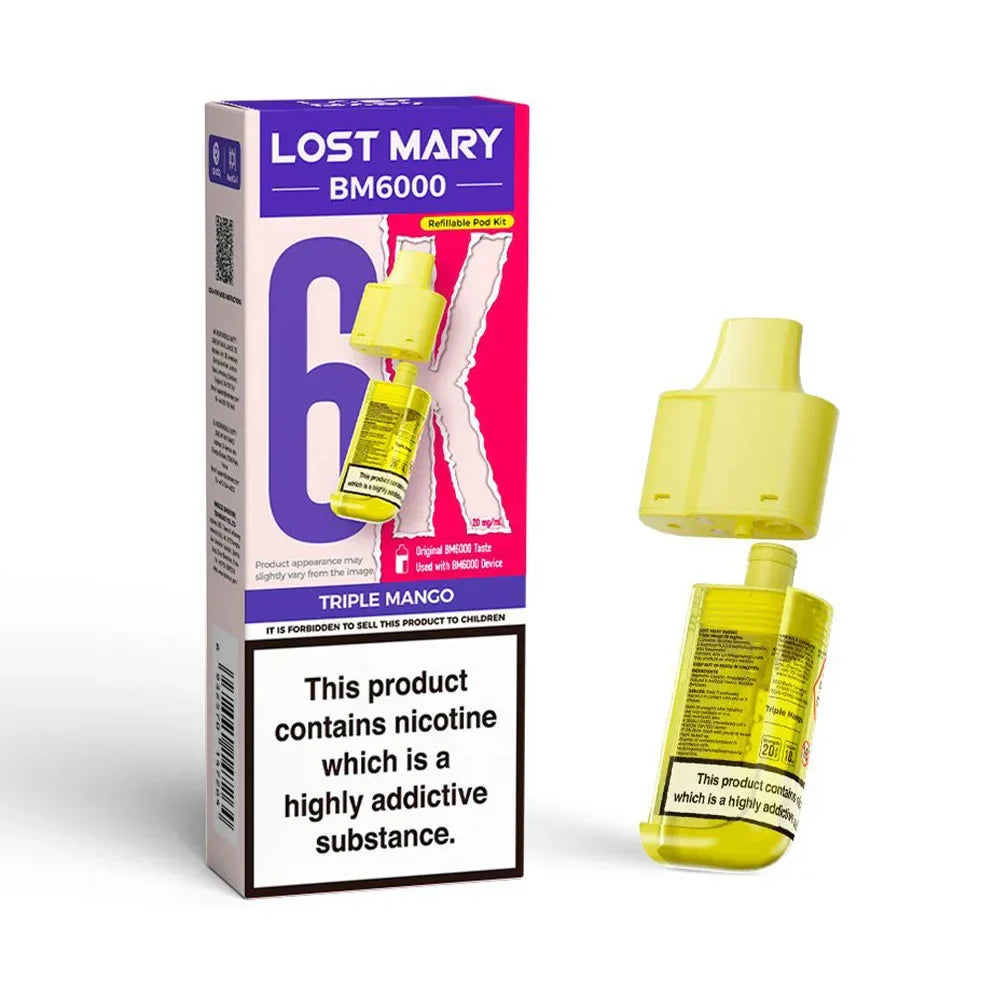 Lost Mary BM6000 Triple Mango prefilled replacement pod and refill container