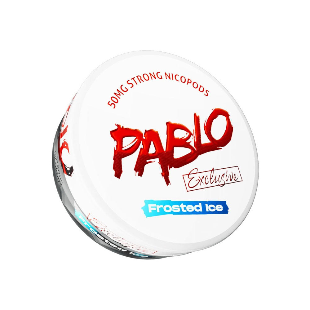 Pablo Exclusive Frosted Ice nicotine pouch can, 50mg/g and 30mg per pouch