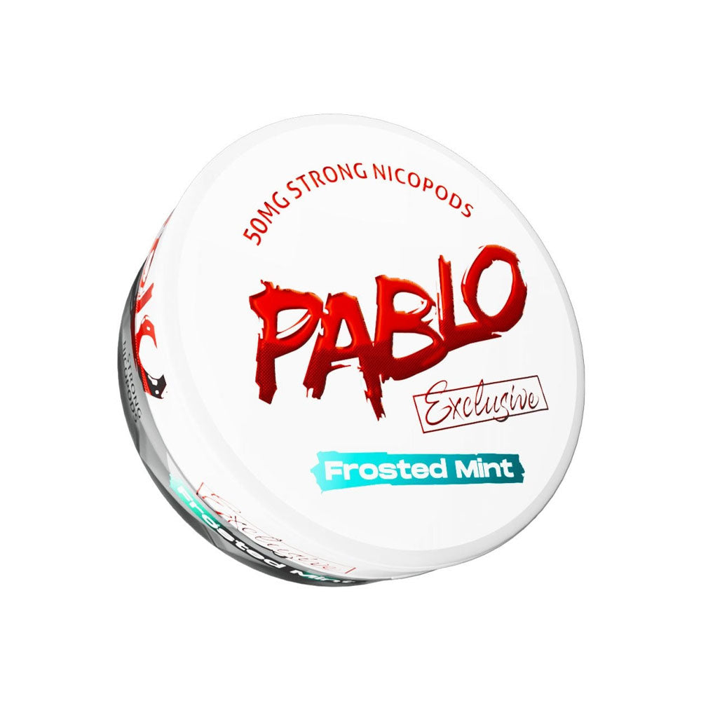 Pablo Exclusive Frosted Mint nicotine pouch can, 50mg/g and 30mg per pouch